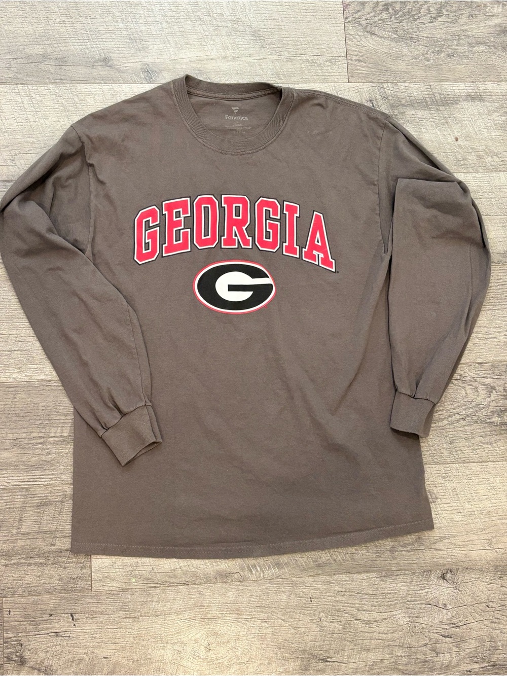 Fanatics Georgia Bulldogs brown Graphic Long Sleeve T-Shirt L 100% cotton